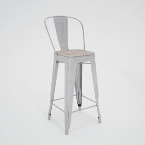 Banco Replica Tolix Asiento LP, Brushed Clear