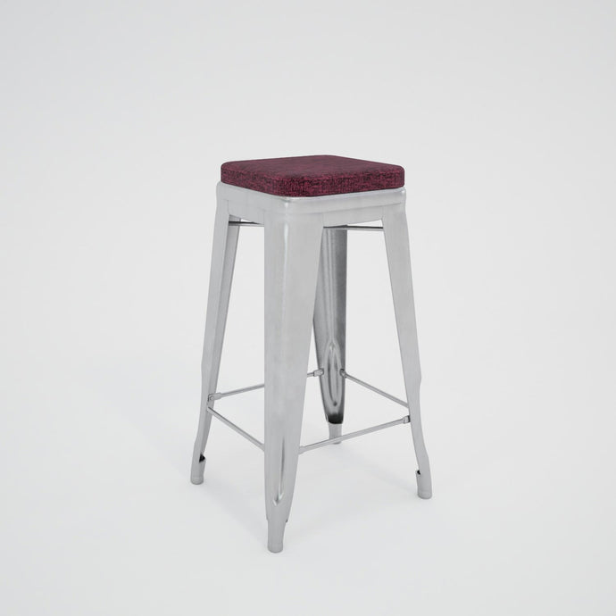 Taburete Replica Tolix Asiento Tela, BRUSHED CLEAR